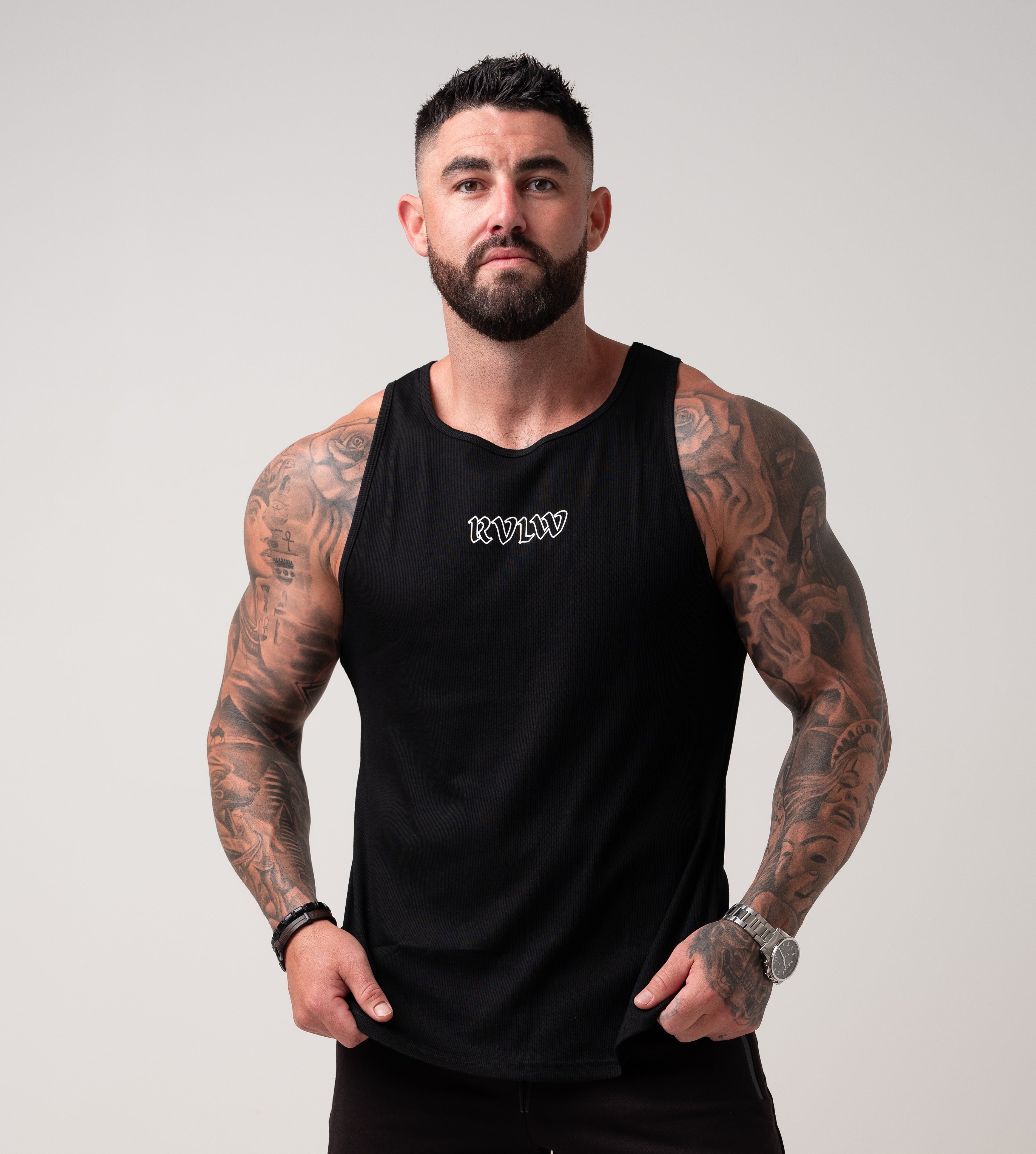 RVLW Ribbed Singlet - Black