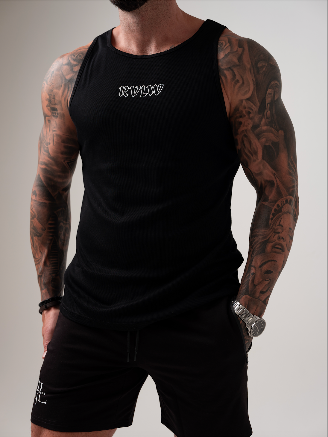 RVLW Ribbed Singlet - Black