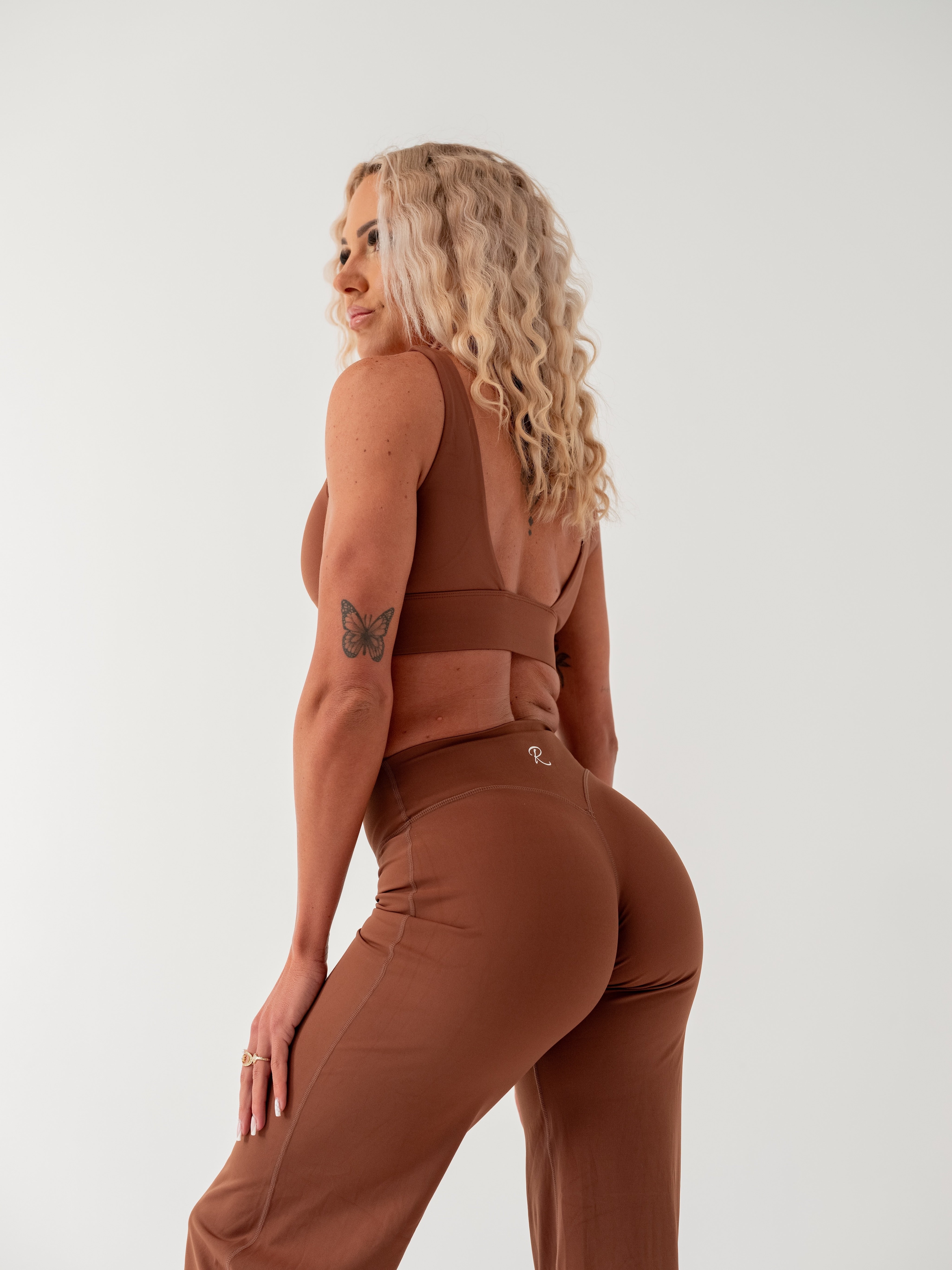Essential Wide-Leg Tights - Chestnut