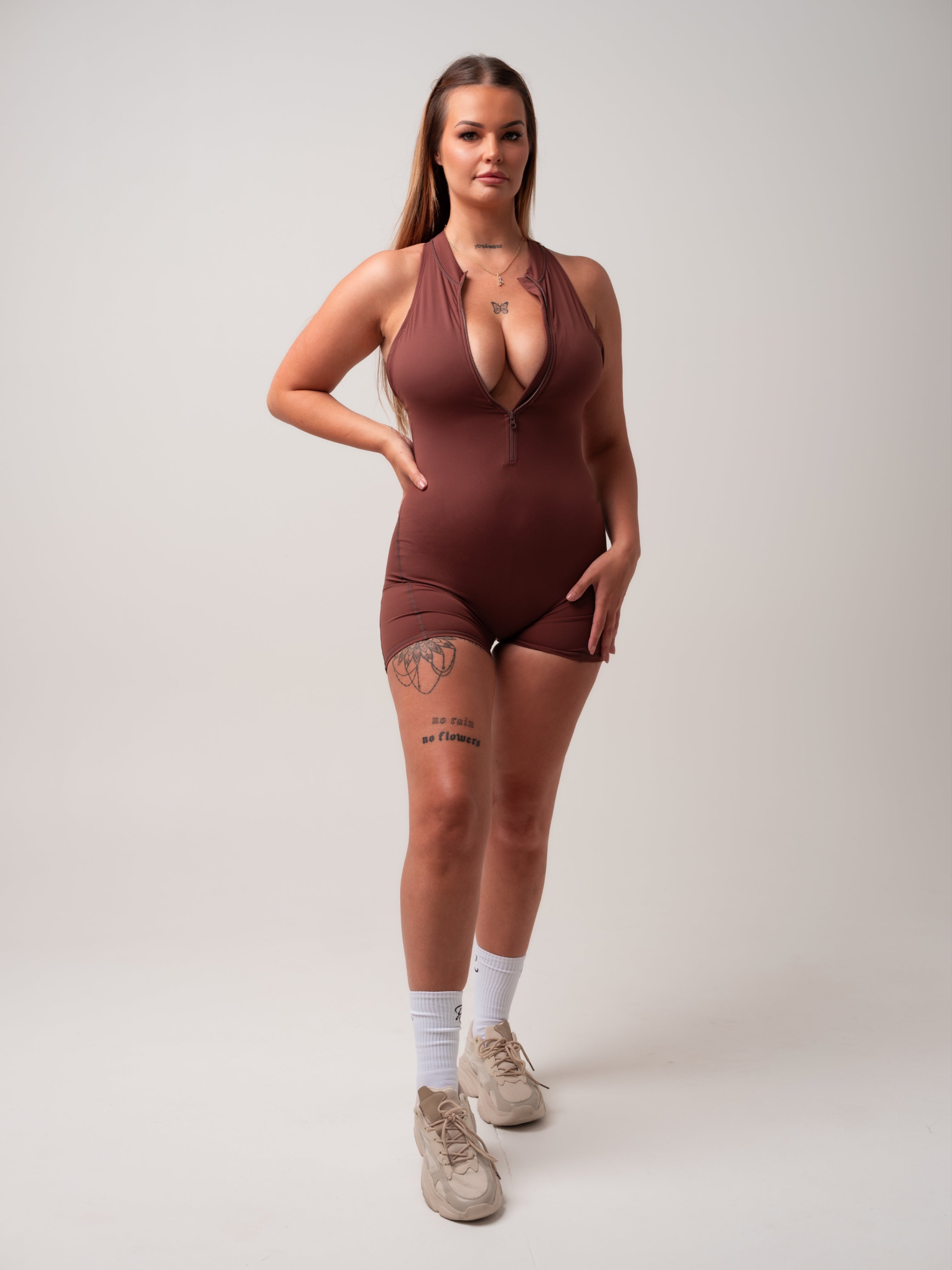 Zip Bodysuit - Brown