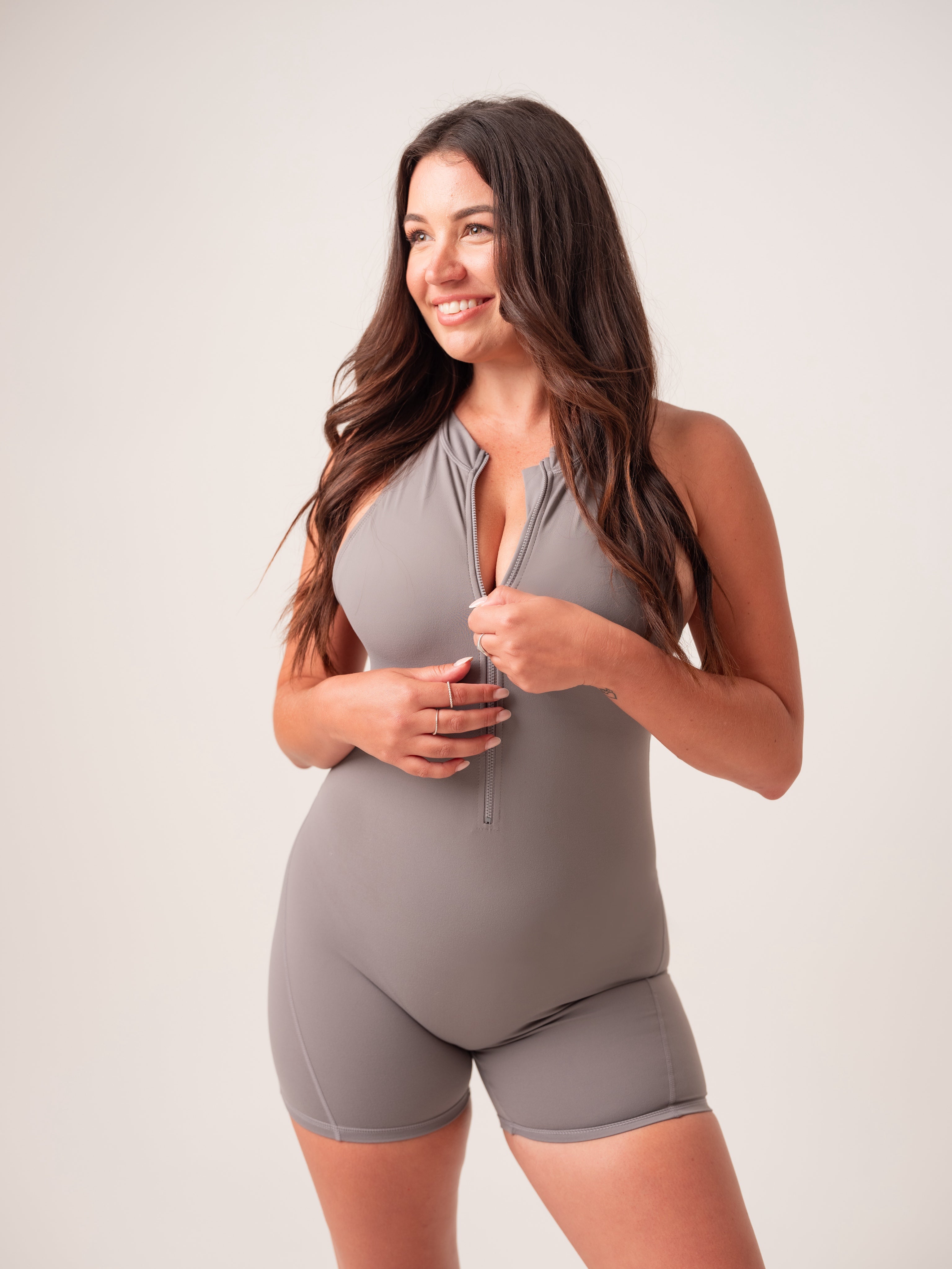 Zip Bodysuit - Grey
