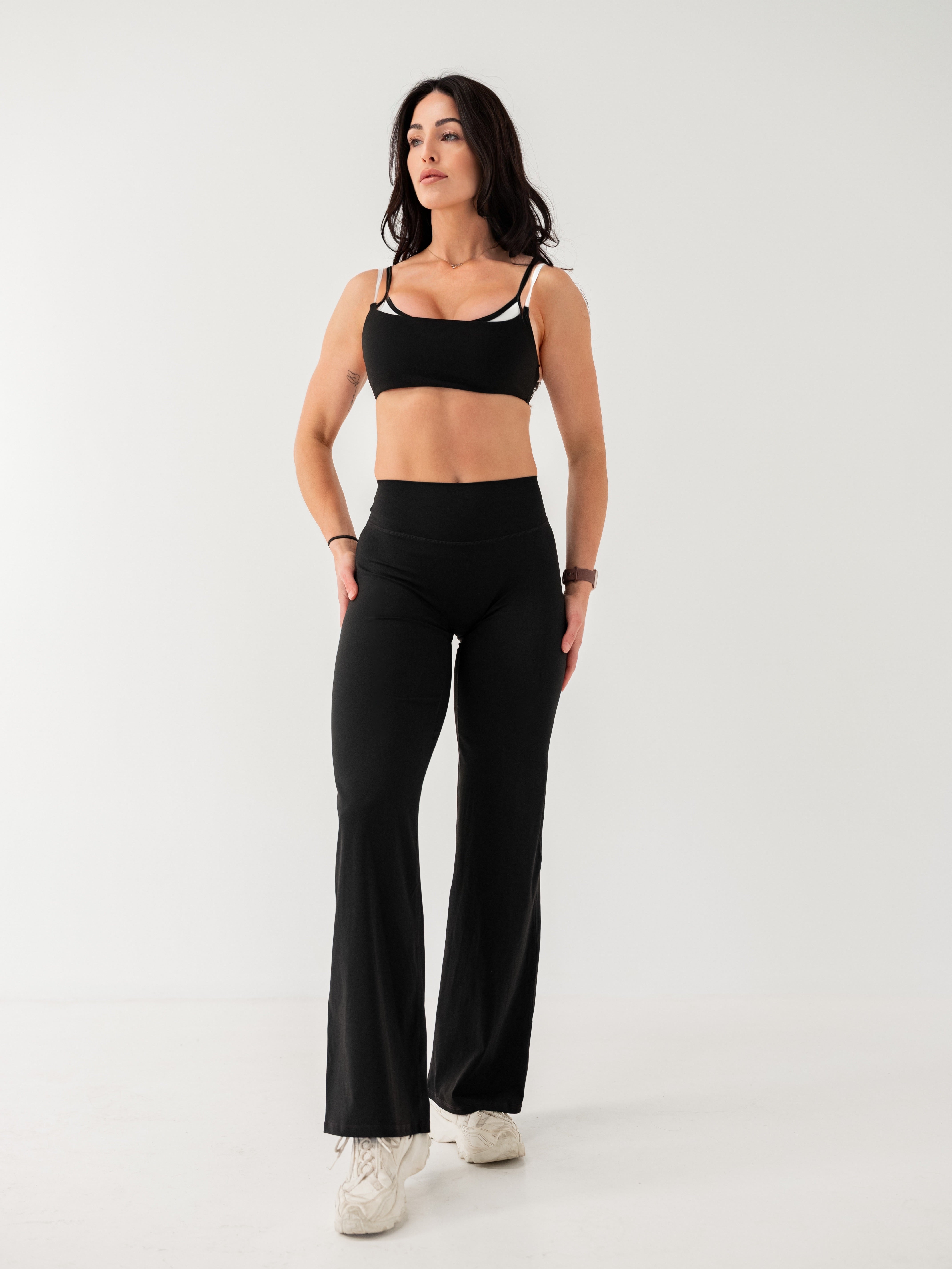 Essential Wide-Leg Tights - Black